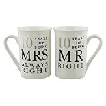 RRP £12.59 Amore 10th Wedding Anniversary Set of 2 China Mugs