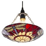 RRP £79.35 Haysoms Traditional Red Dragonfly Tiffany Easy Fit Pendant Shade