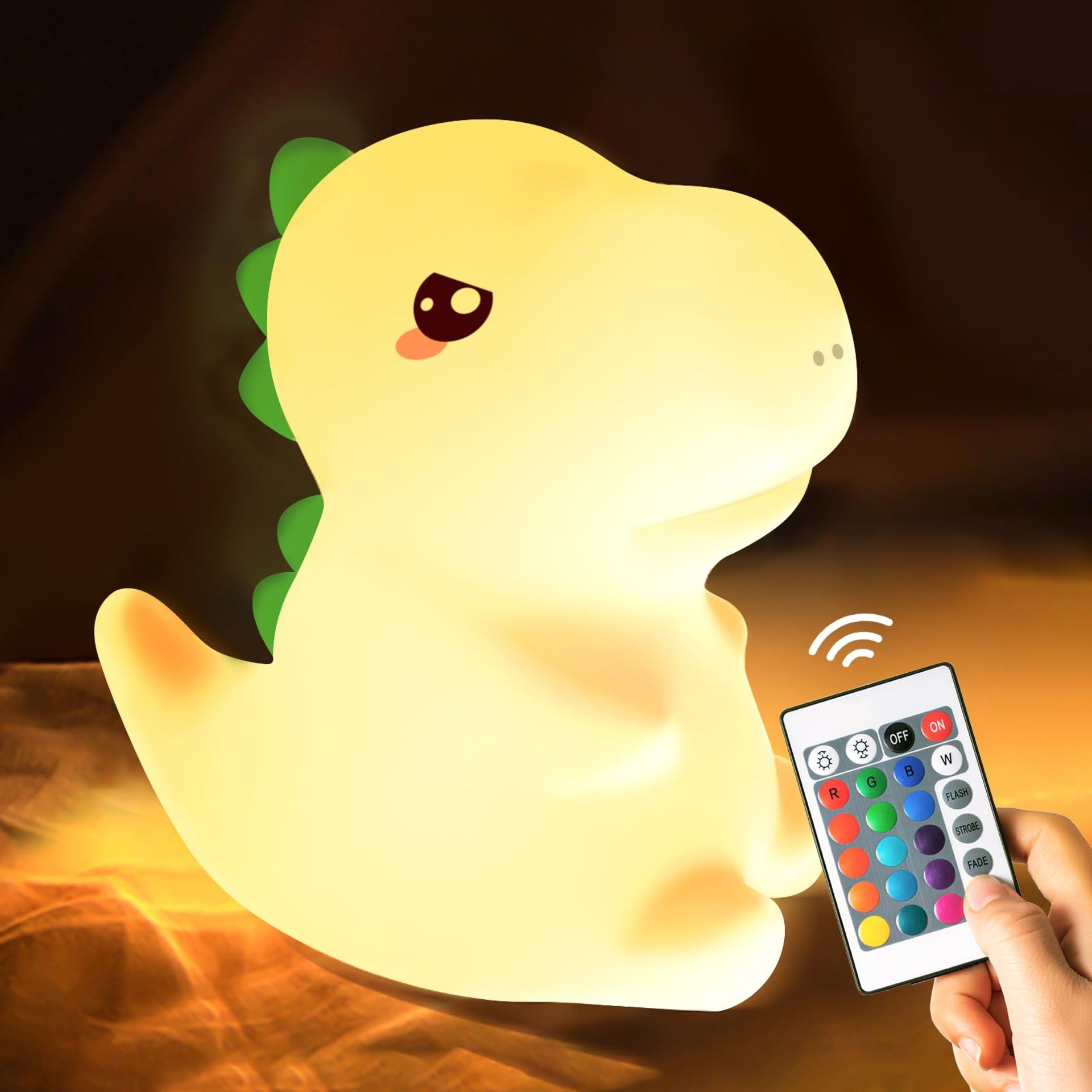 RRP £14.36 One Fire Dinosaurs Night Light Kids 16 Colors+Remote