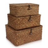 RRP £30.81 HUALIANG Rattan Storage Basket with Lid