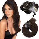 RRP £54.69 Moresoo Microbead Hair Extensions Human Hair Brown