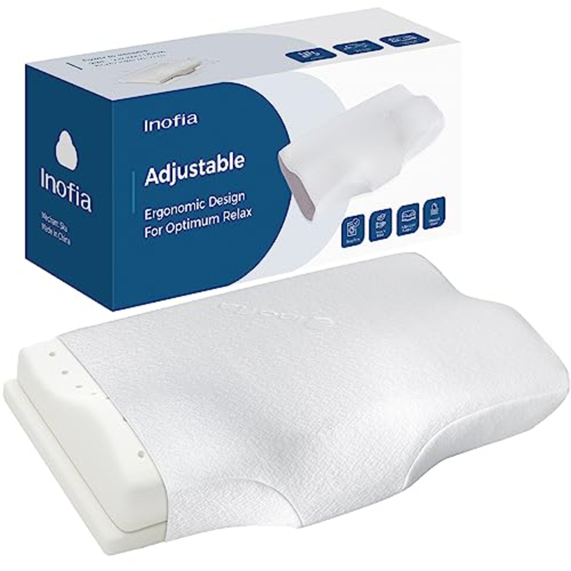 RRP £43.47 Inofia Cervical Contour Memory Foam Pillow Neck & Shoulder Pain Relief