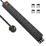 RRP £30.25 Extension Lead Surge Protection 7 Way Multi Plug Power Strip with Switches
