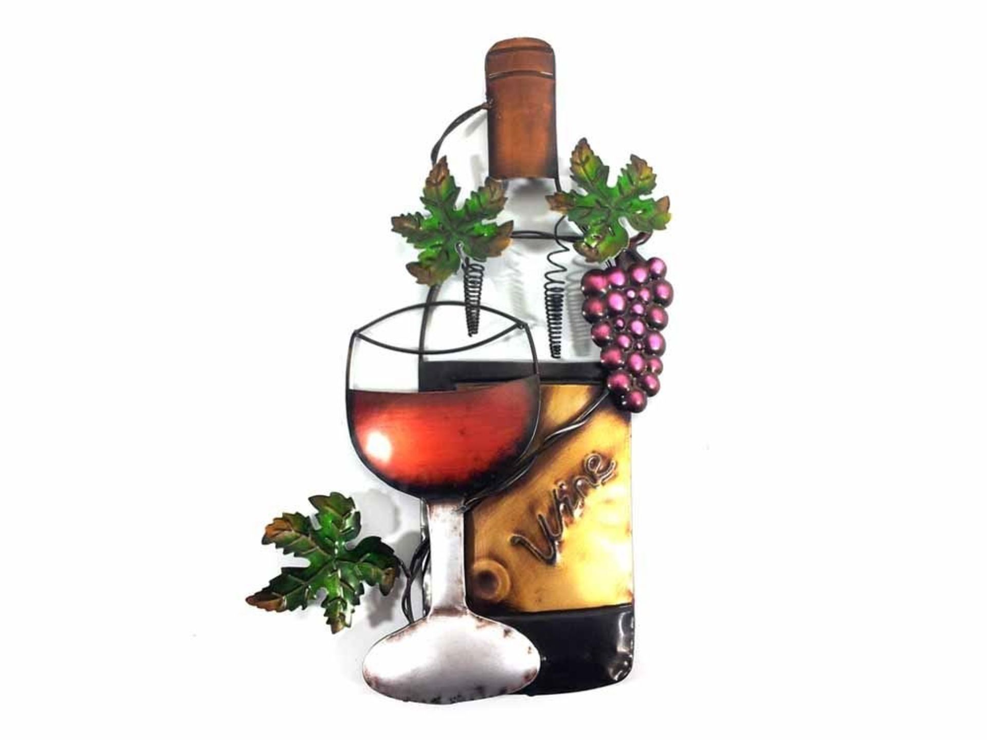 RRP £45.65 BWA New Contemporary Metal Wall Art Picture Or Sculpture Red Wine Scene