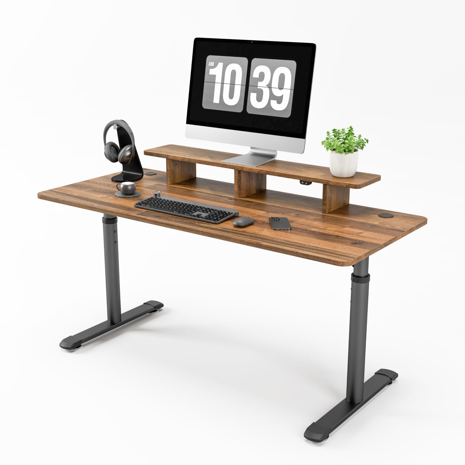 RRP £199.57 EUREKA ERGONOMIC Computer Desk w Monitor Stand & LED Strip