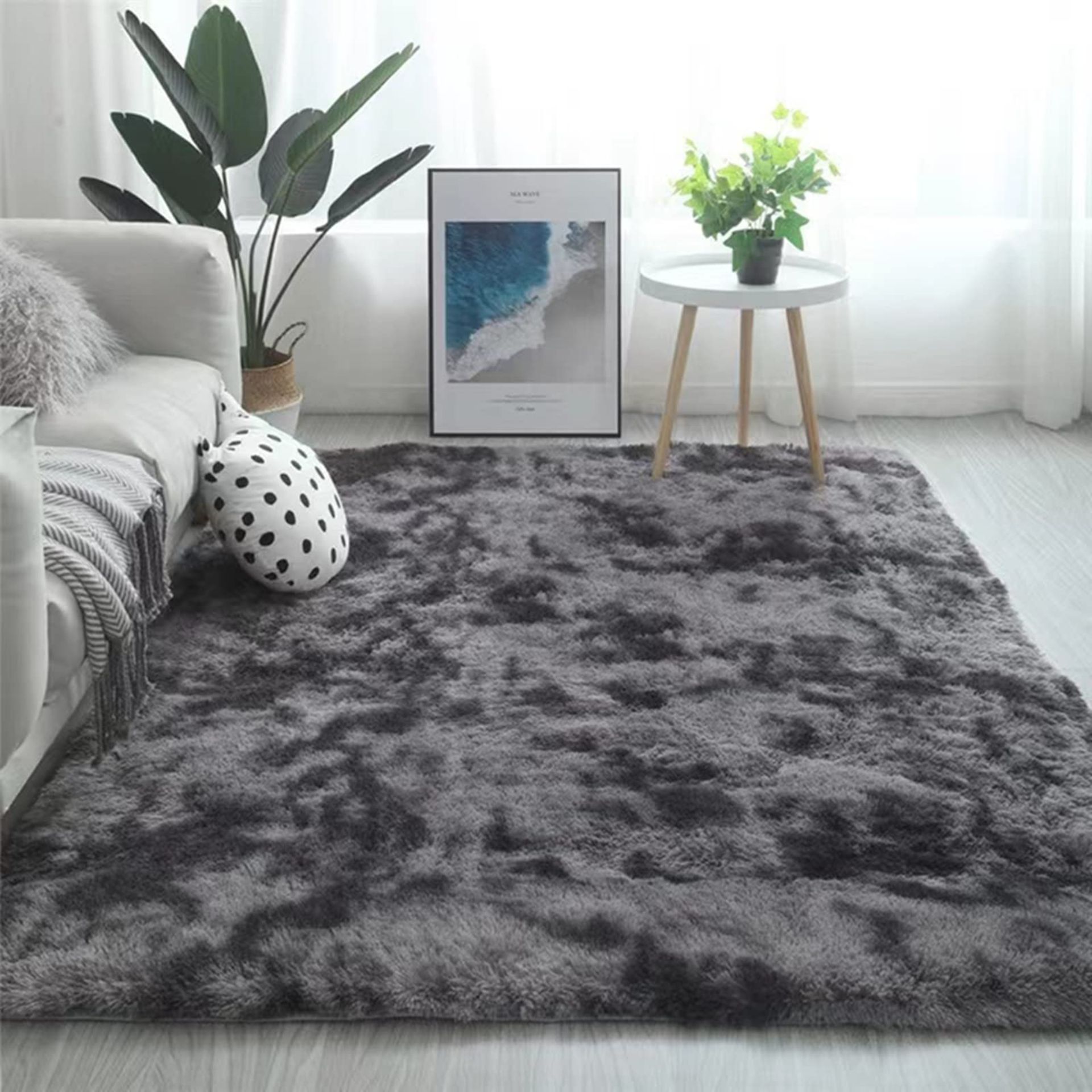 RRP £36.52 OYIMUA Super Soft Fluffy Shaggy Rugs Dark Grey 160