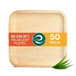 RRP £26.25 ECO SOUL 100% Compostable 20cm(8") Square Palm Leaf Plates (Pack of 50)
