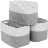 RRP £44.51 Woven Cotton Rope Storage Boxs With Hollow Handle