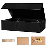 RRP £22.82 Srvnpioy Extra Large Black Gift Box with Gift Card and Ribbon