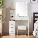 RRP £170.11 Jrswin White Makeup Vanity Desk with 10 LED Lighted Bulbs