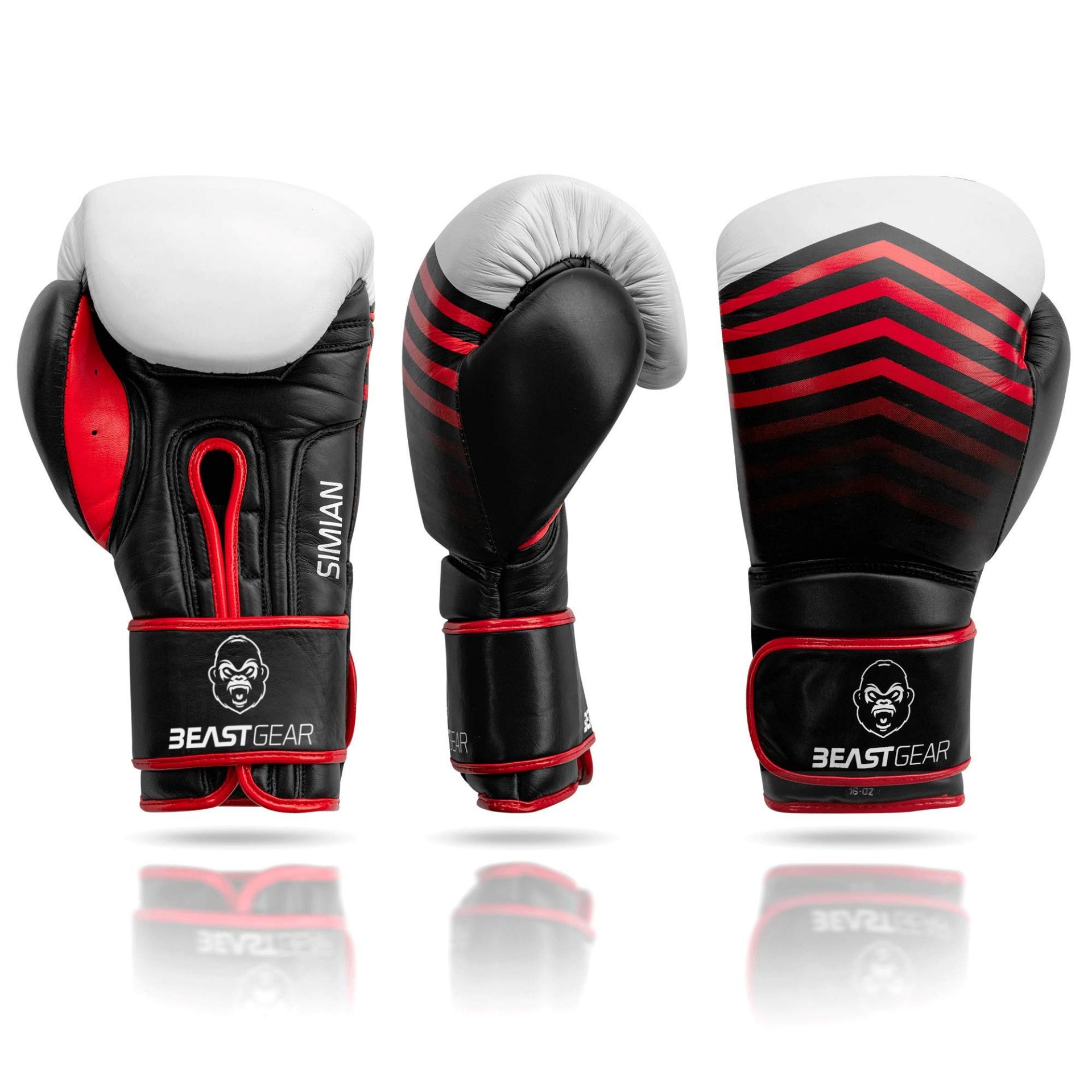 RRP £35.37 Beast Gear Boxing Gloves Simian Model Genuine Cowhide