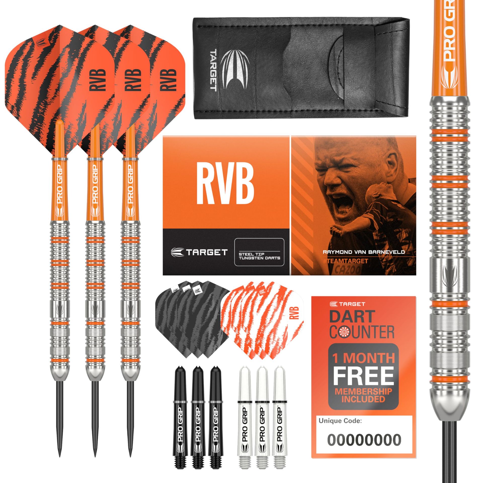 RRP £33.80 TARGET Darts Raymond van Barneveld RVB 22G 80% Tungsten Steel Tip Darts Set