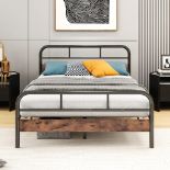 RRP £126.15 HOMERECOMMEND Double Bed Frame with Wood Headboard