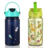 RRP £21.66 STOFIA 2Pcs Kids Water Bottles with Straw Cute Leakproof