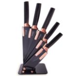 RRP £26.25 Kitchen Knife Block Set Copper 5 Piece Set with Knives