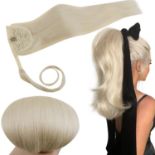 RRP £42.32 RUNATURE Blonde Ponytail Extensions Human Hair 12 Inch