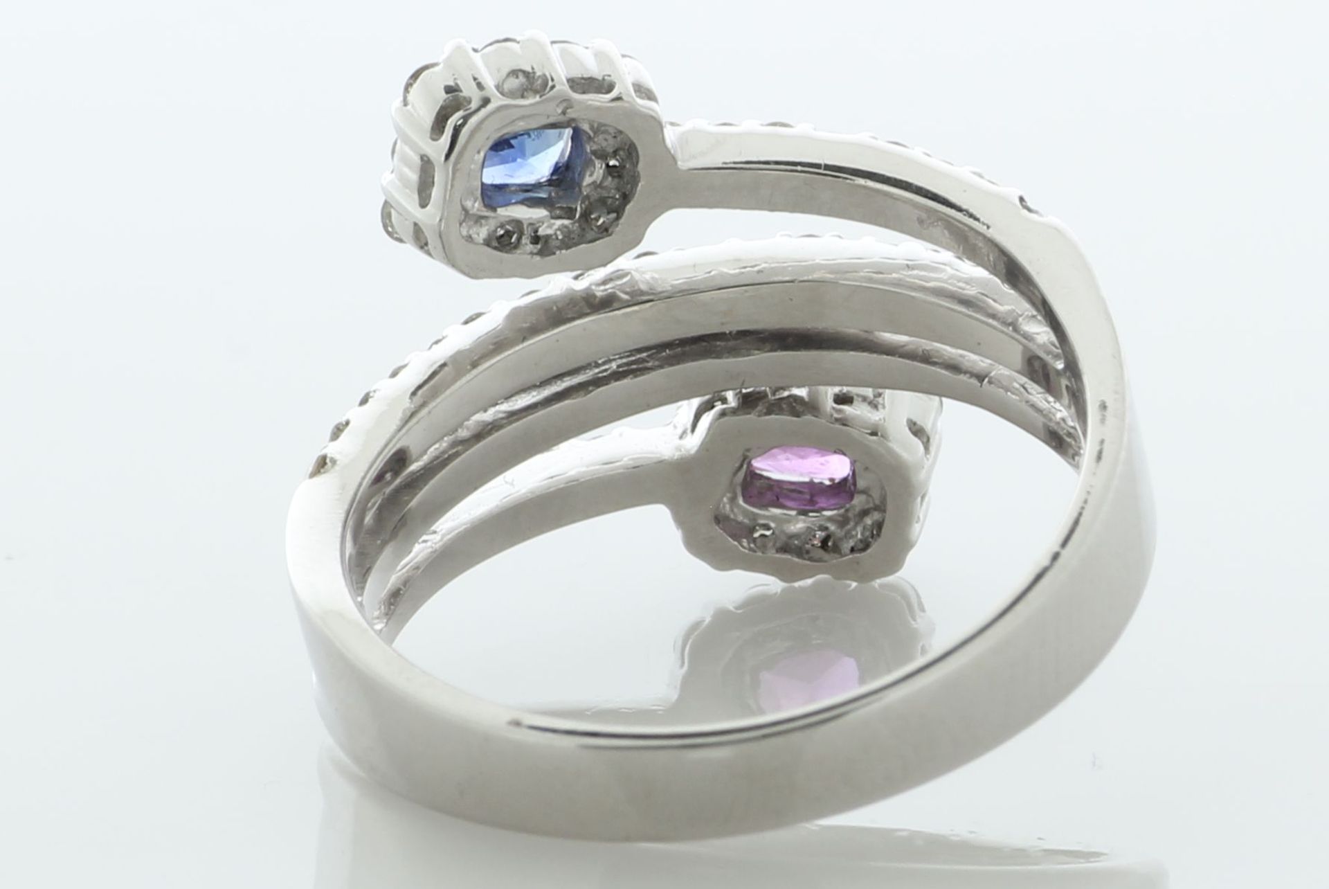 18ct White Gold Blue And Pink Sapphire Wrap Diamond Ring (S0.60) 1.20 Carats - Valued By AGI £6, - Image 3 of 5