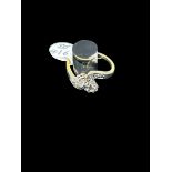 18k yellow gold ring, set with 2 x 0.35 carat diamonds