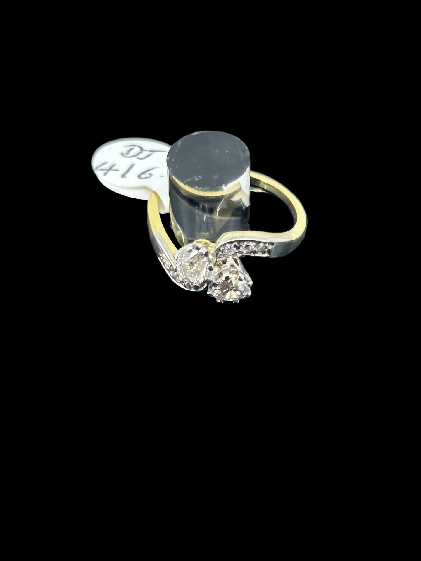 18k yellow gold ring, set with 2 x 0.35 carat diamonds