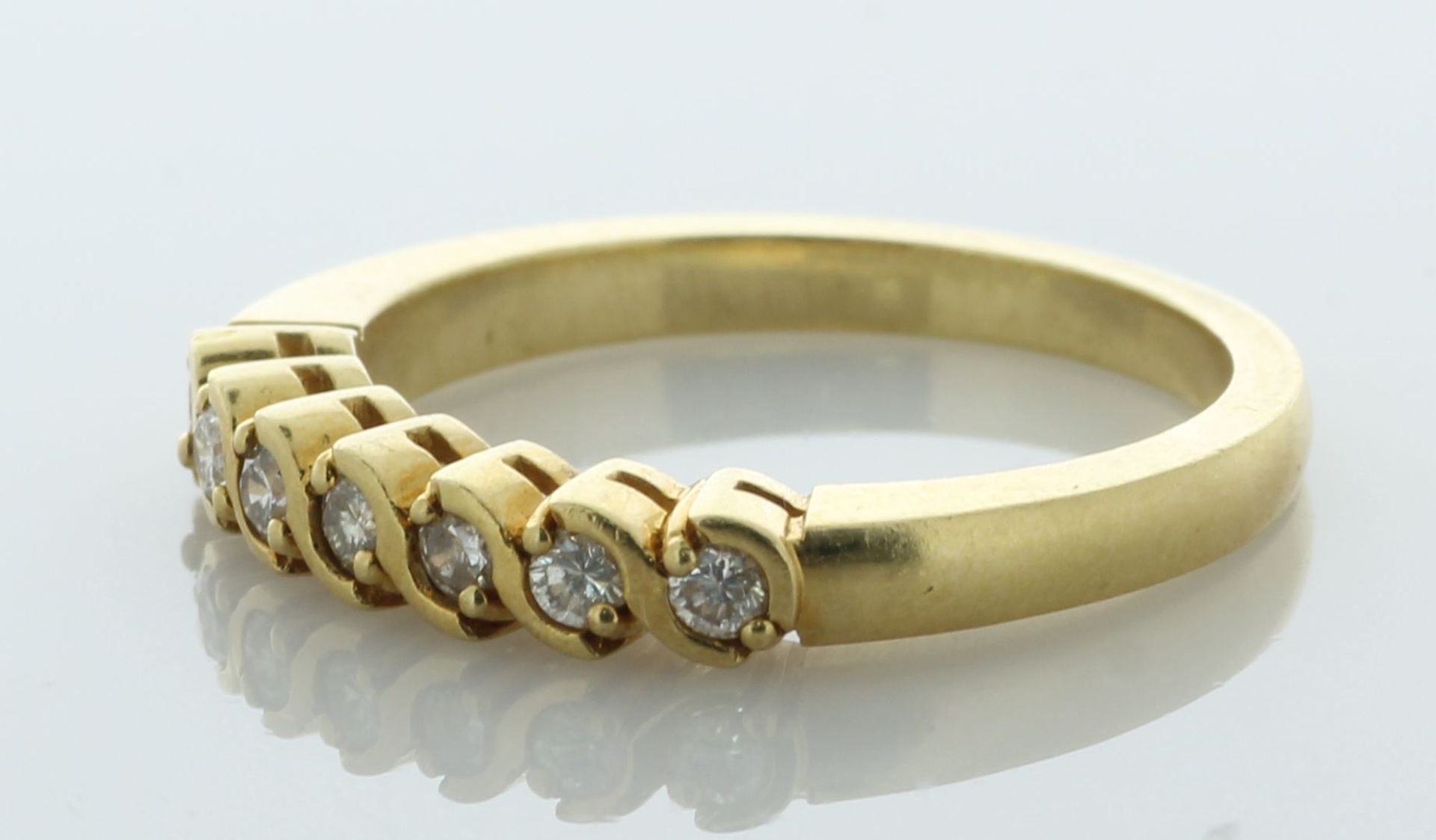 9ct Yellow Gold Semi Eternity Diamond Ring 0.50 Carats - Valued By AGI £1,815.00 - Seven round - Image 4 of 6