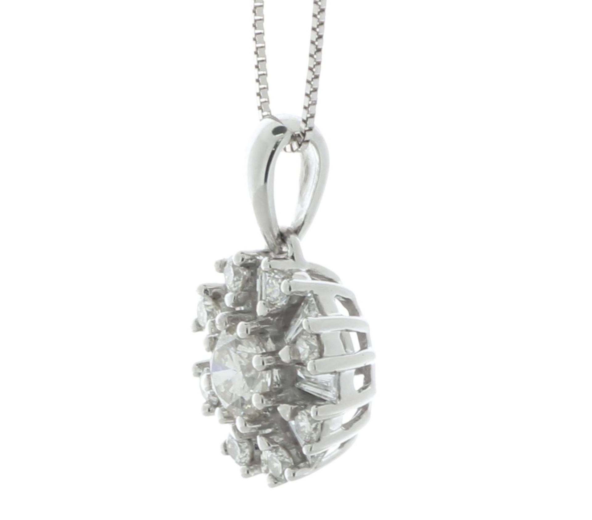 10ct White Gold Fancy Cluster Diamond Pendant And 18" Chain 1.00 Carats - Valued By AGI £4,995. - Image 2 of 4