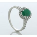 9ct White Gold Diamond And Emerald Halo Ring (E2.00) 0.60 Carats - Valued By AGI £4,730.00 - An oval