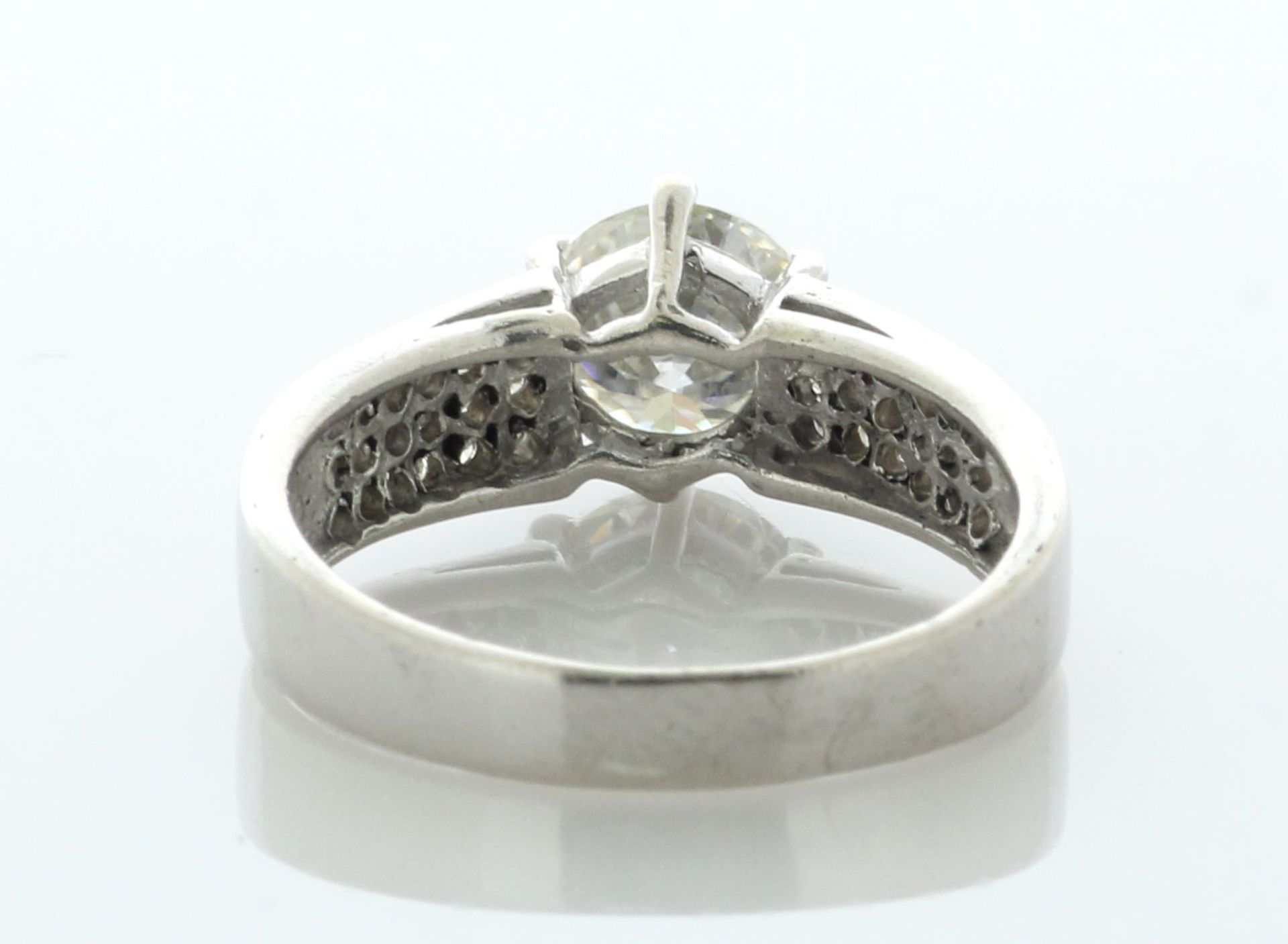 9ct White Gold Single Stone With Stone Set Shoulders Moissanite Ring - Valued By AGI £1,650.00 - One - Image 4 of 6