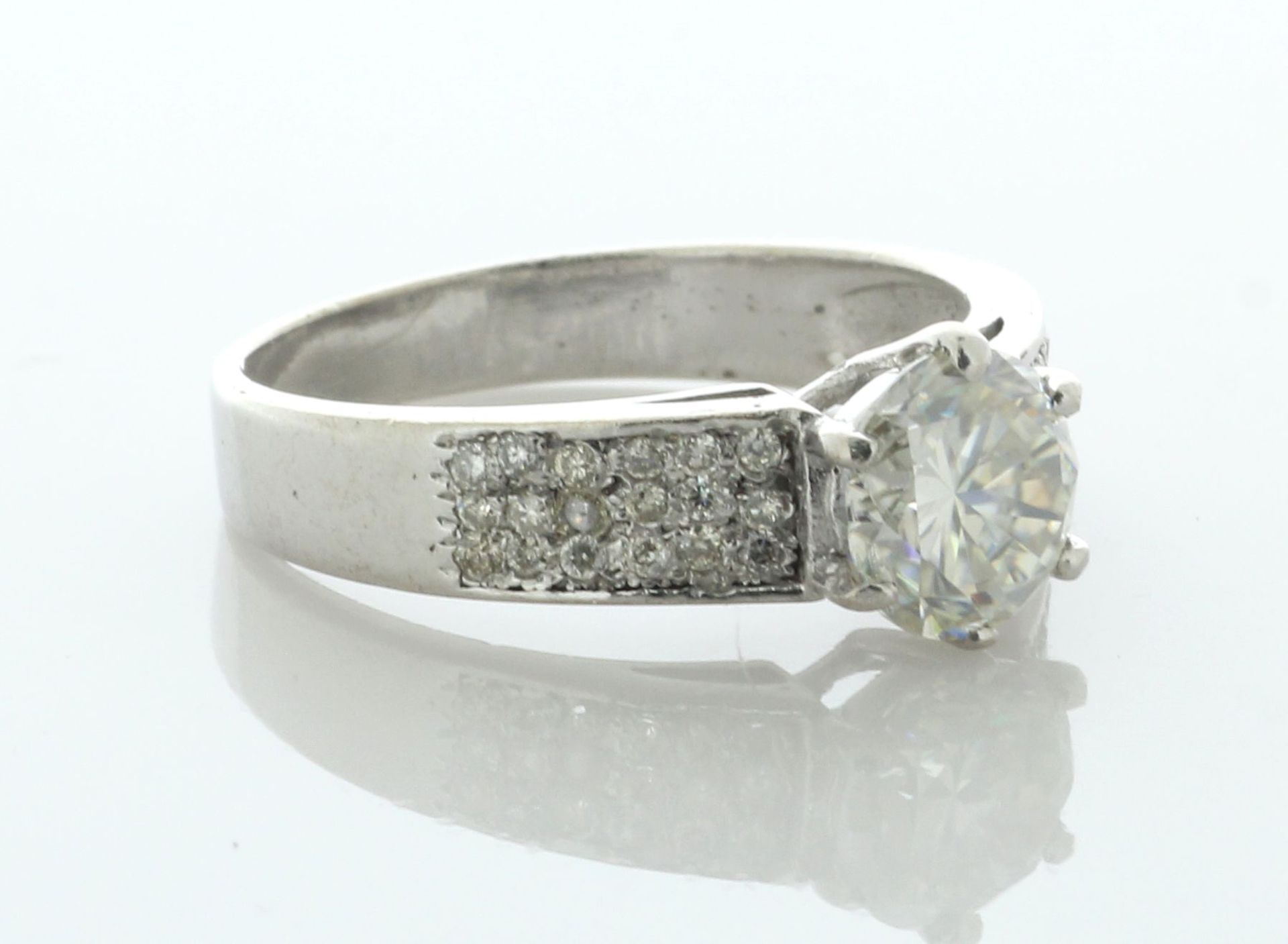 9ct White Gold Single Stone With Stone Set Shoulders Moissanite Ring - Valued By AGI £1,650.00 - One - Image 2 of 6