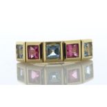 18ct Yellow Gold Aqua And Tourmaline Ring (AM2.00) (T1.2) - Valued By AGI £4,445.00 - A stunning