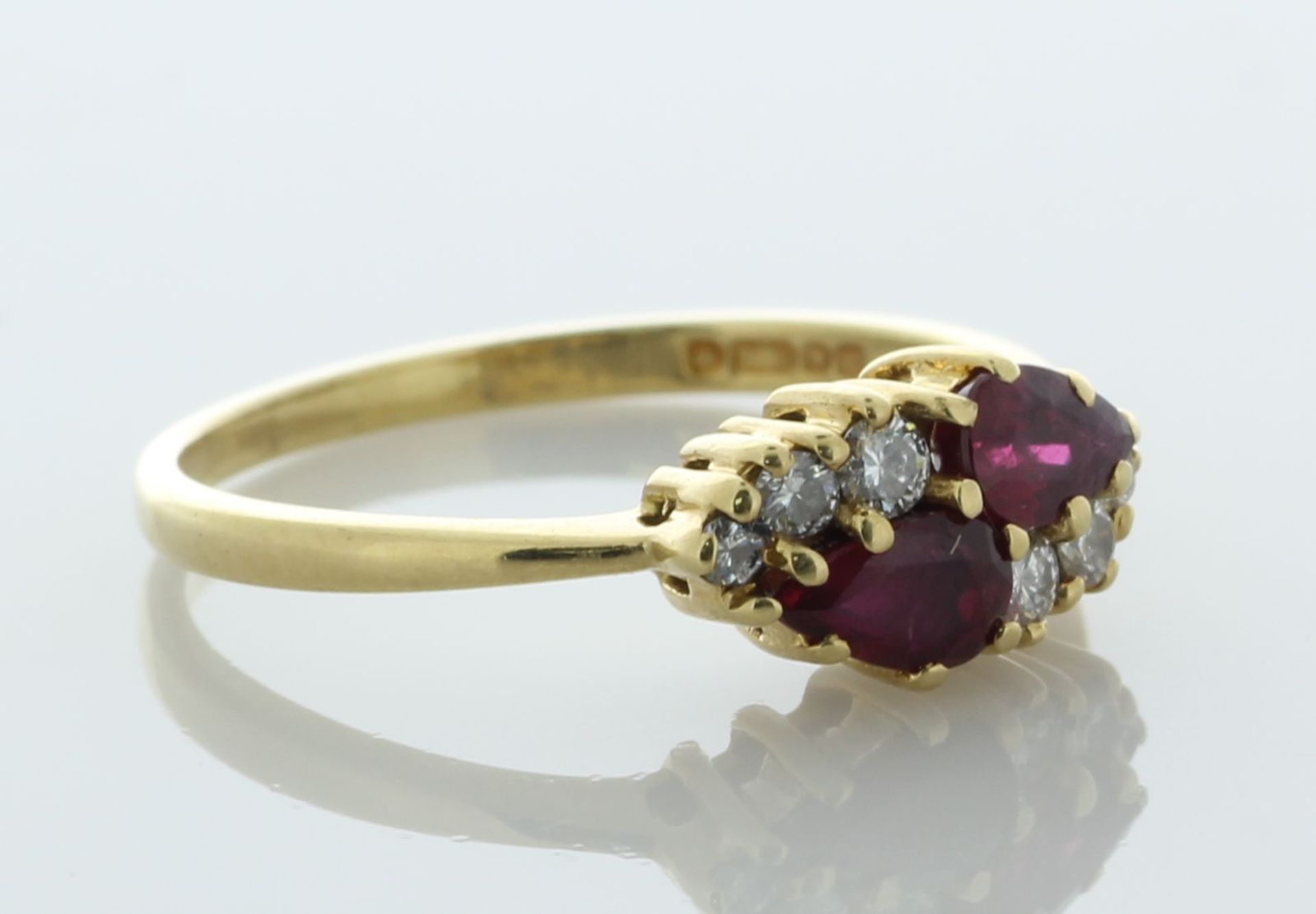 18ct Yellow Gold Diamond And Ruby Ring (0.50) 0.19 Carats - Valued By AGI £3,450.00 - Two pear - Image 5 of 6