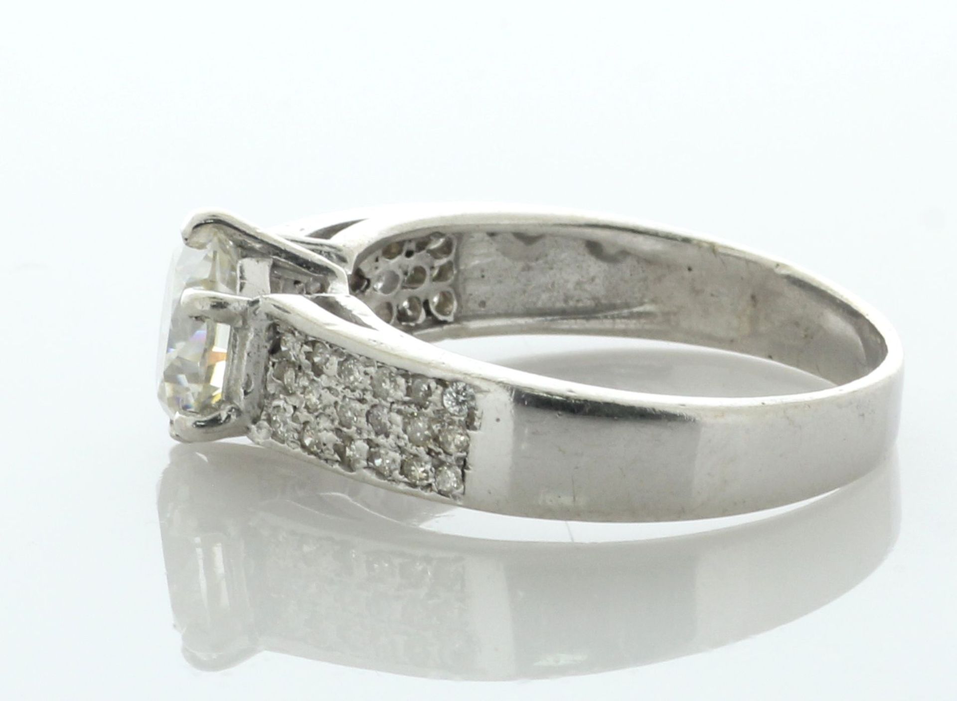 9ct White Gold Single Stone With Stone Set Shoulders Moissanite Ring - Valued By AGI £1,650.00 - One - Image 3 of 6