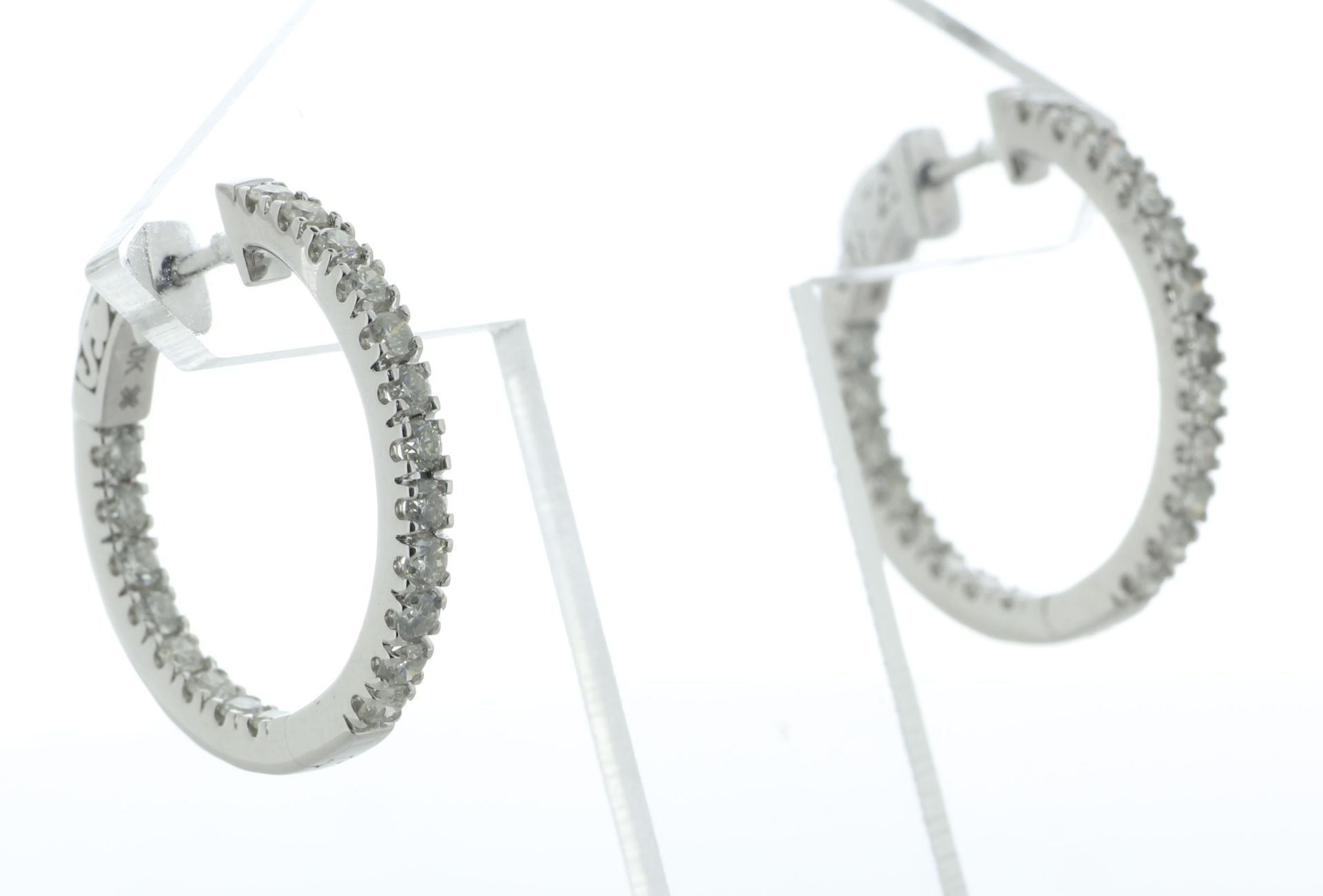 10ct White Gold Hoop Diamond Earring 1.50 Carats - Valued By AGI £4,870.00 - These gorgeous 10ct - Image 3 of 7