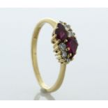 18ct Yellow Gold Diamond And Ruby Ring (0.50) 0.19 Carats - Valued By AGI £3,450.00 - Two pear