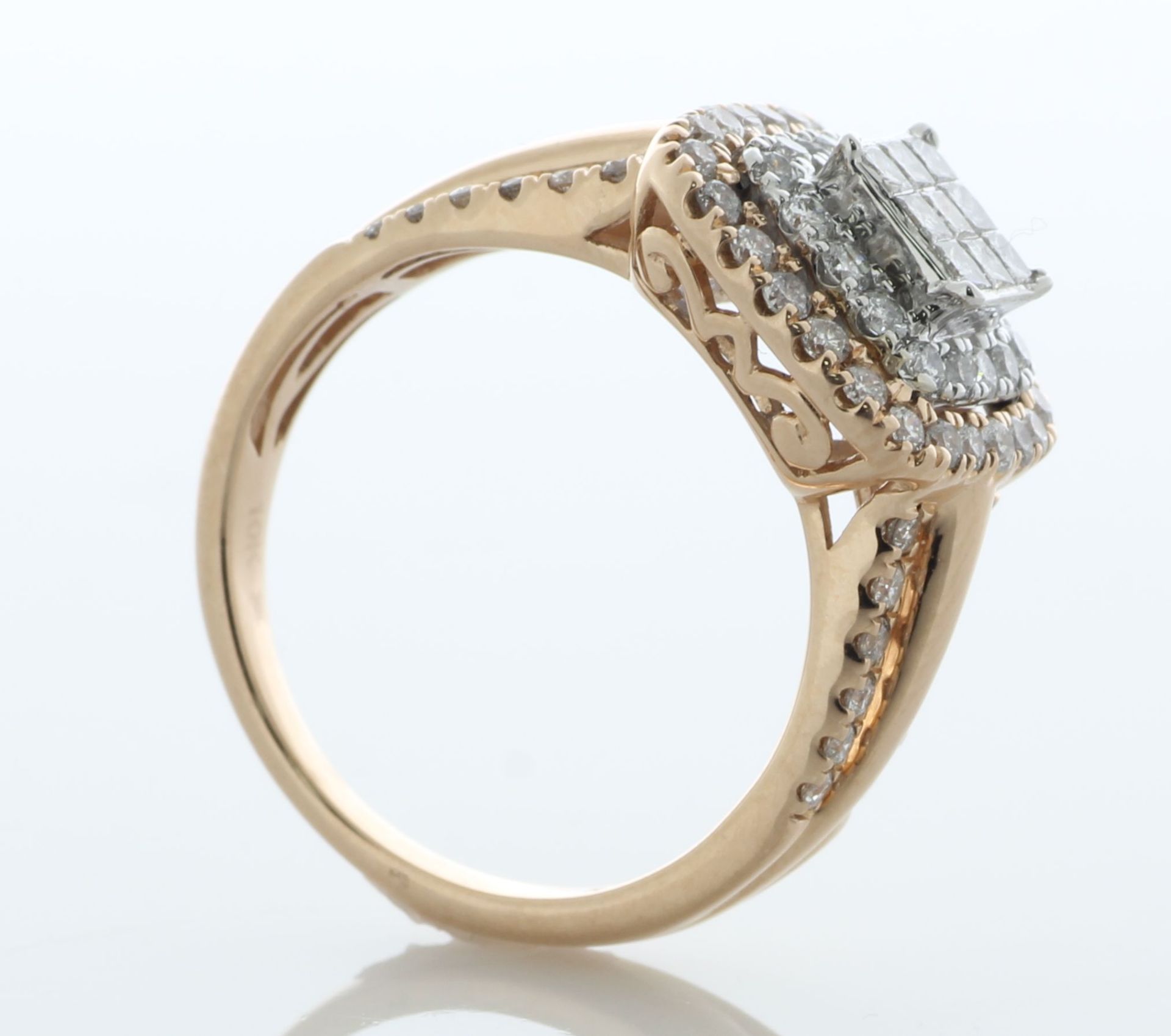 10ct Rose Gold Ladies Dress Diamond Ring 1.00 Carats - Valued By AGI £4,995.00 - Nine princess cut - Image 2 of 6
