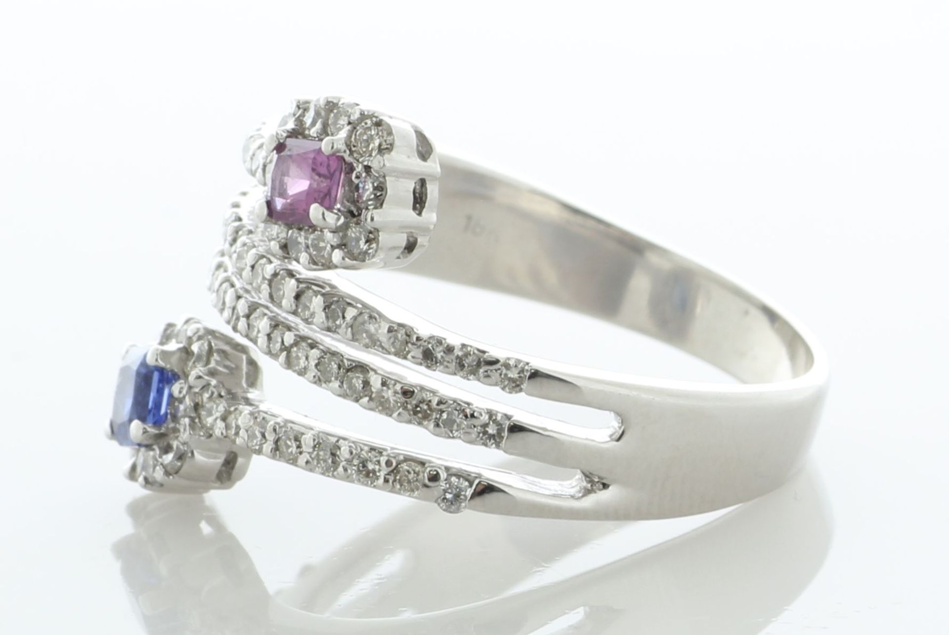18ct White Gold Blue And Pink Sapphire Wrap Diamond Ring (S0.60) 1.20 Carats - Valued By AGI £6, - Image 4 of 5
