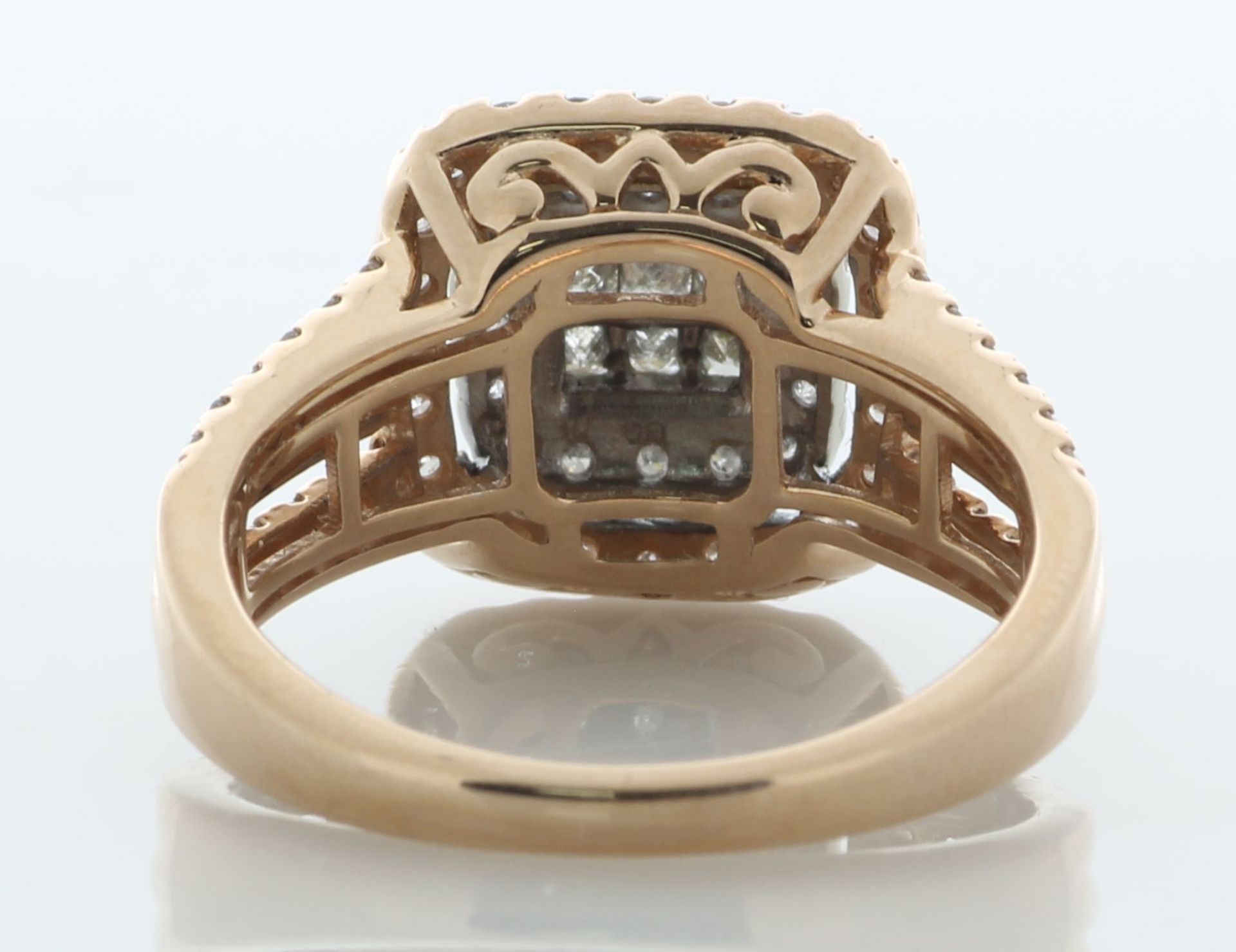 10ct Rose Gold Ladies Dress Diamond Ring 1.00 Carats - Valued By AGI £4,995.00 - Nine princess cut - Image 5 of 6