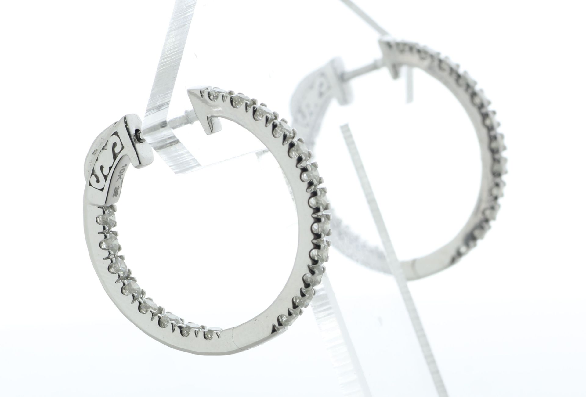 10ct White Gold Hoop Diamond Earring 1.50 Carats - Valued By AGI £4,870.00 - These gorgeous 10ct - Image 4 of 7