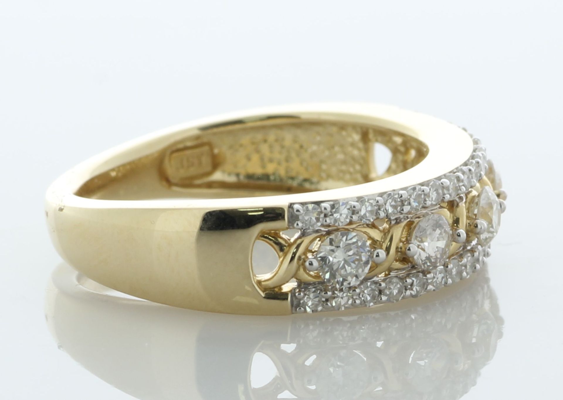 14ct Yellow Gold Half Eternity Diamond Ring 0.74 Carats - Valued By AGI £4,265.00 - A delightful - Image 4 of 6