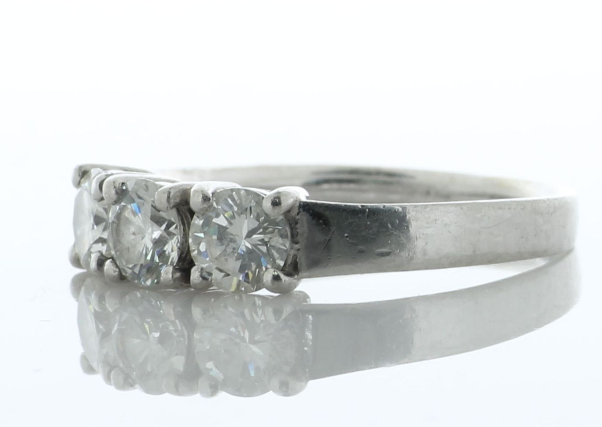 Platinum Three Stone Diamond Ring 1.00 Carats - Valued By AGI £6,100.00 - This platinum three - Image 2 of 5