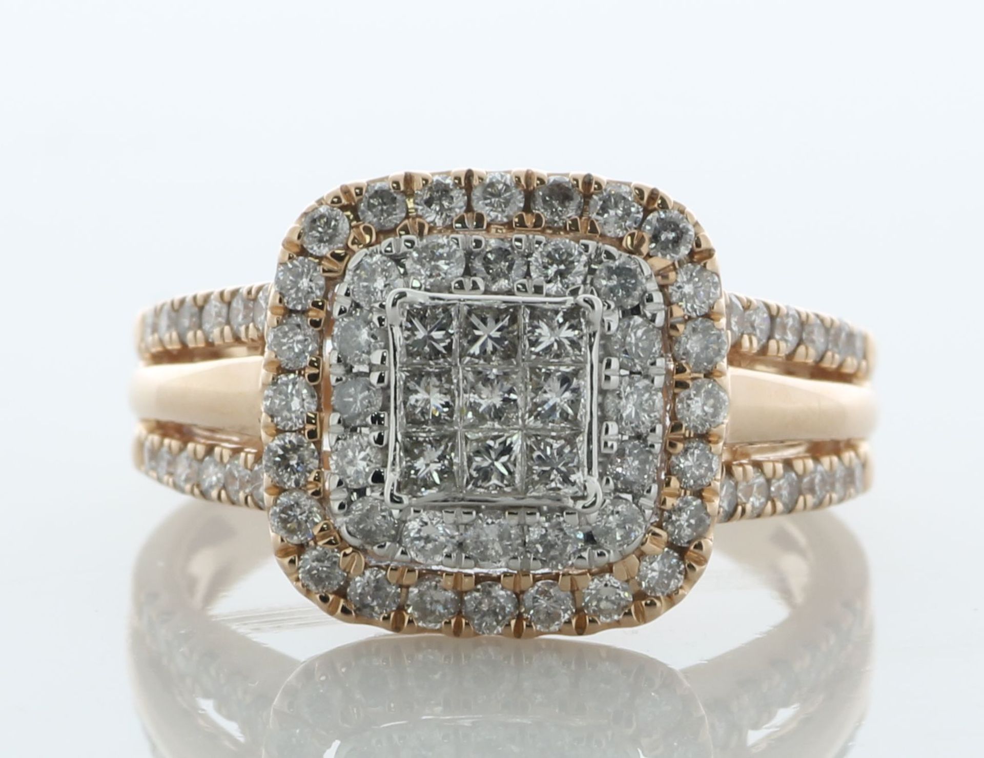 10ct Rose Gold Ladies Dress Diamond Ring 1.00 Carats - Valued By AGI £4,995.00 - Nine princess cut - Image 3 of 6