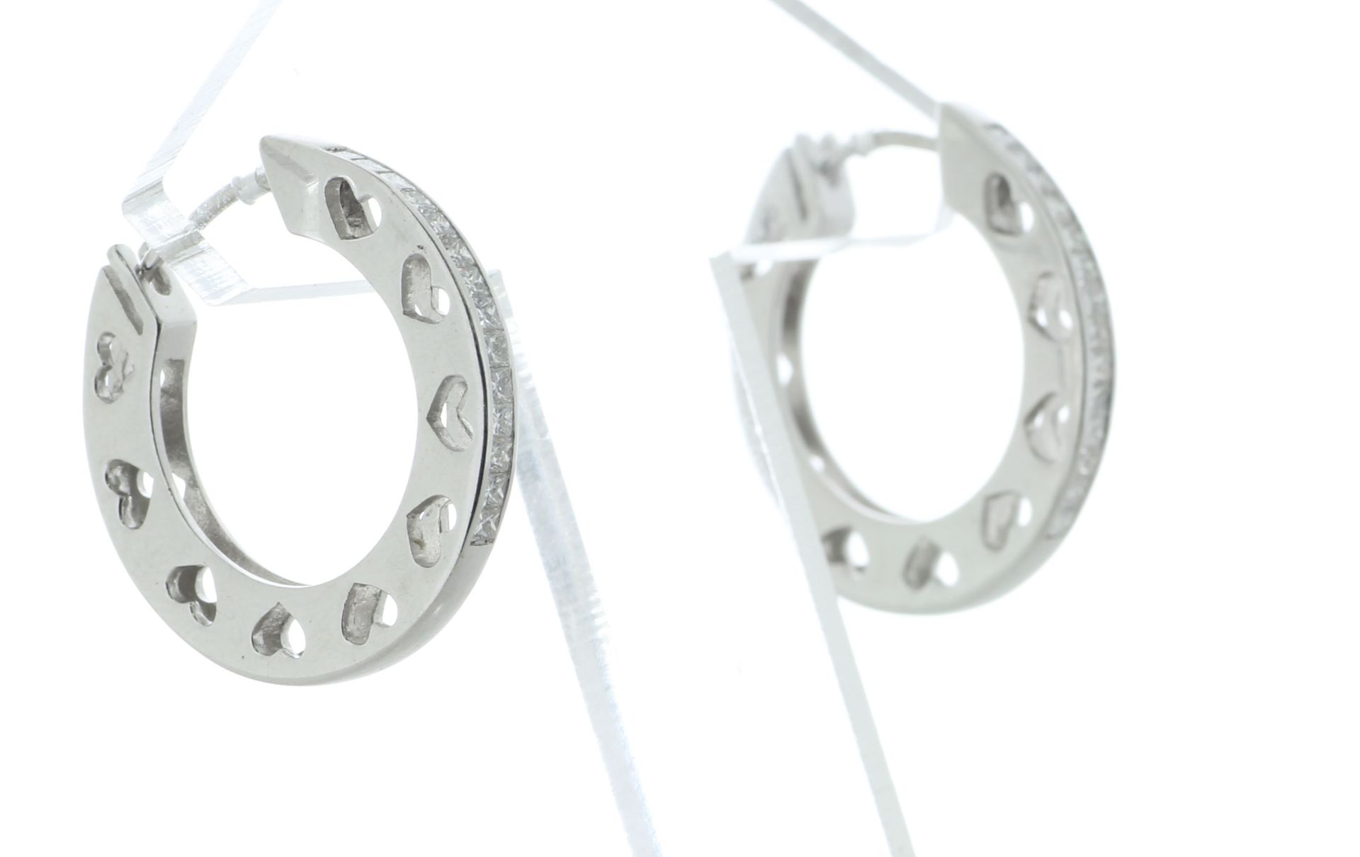 9ct White Gold Semi Eternity Diamond Hoop Earring 1.00 Carats - Valued By AGI £5,255.00 - Each of - Image 5 of 7
