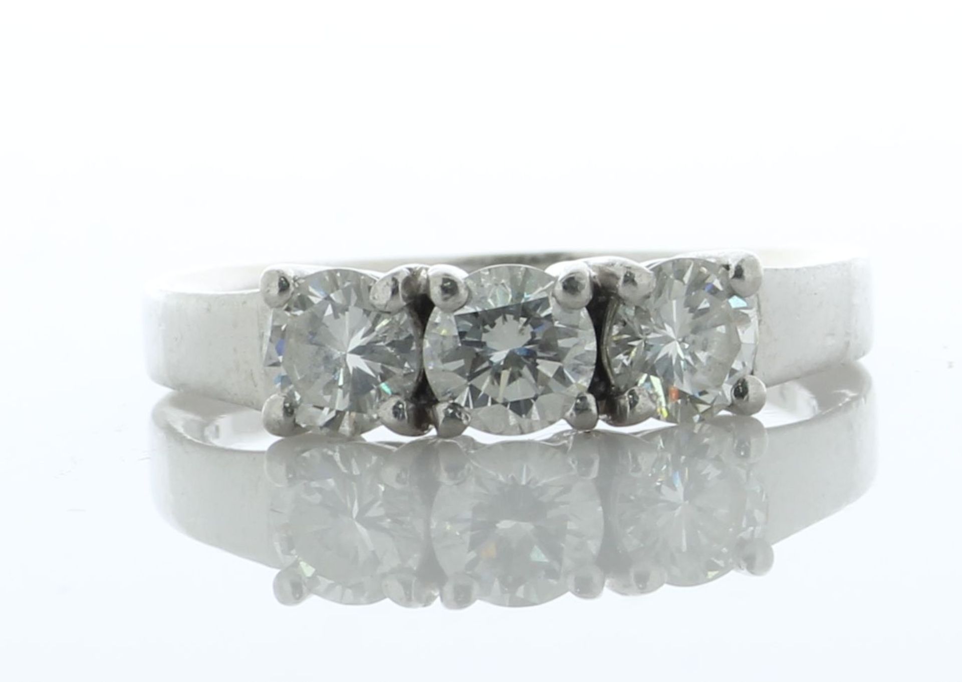 Platinum Three Stone Diamond Ring 1.00 Carats - Valued By AGI £6,100.00 - This platinum three