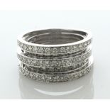 9ct White Gold Multi-Row Diamond Ring 1.10 Carats - Valued By AGI £3,265.00 - Five rows of round