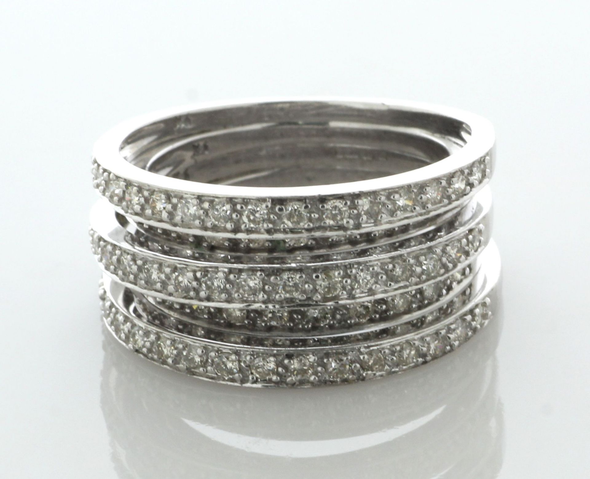 9ct White Gold Multi-Row Diamond Ring 1.10 Carats - Valued By AGI £3,265.00 - Five rows of round
