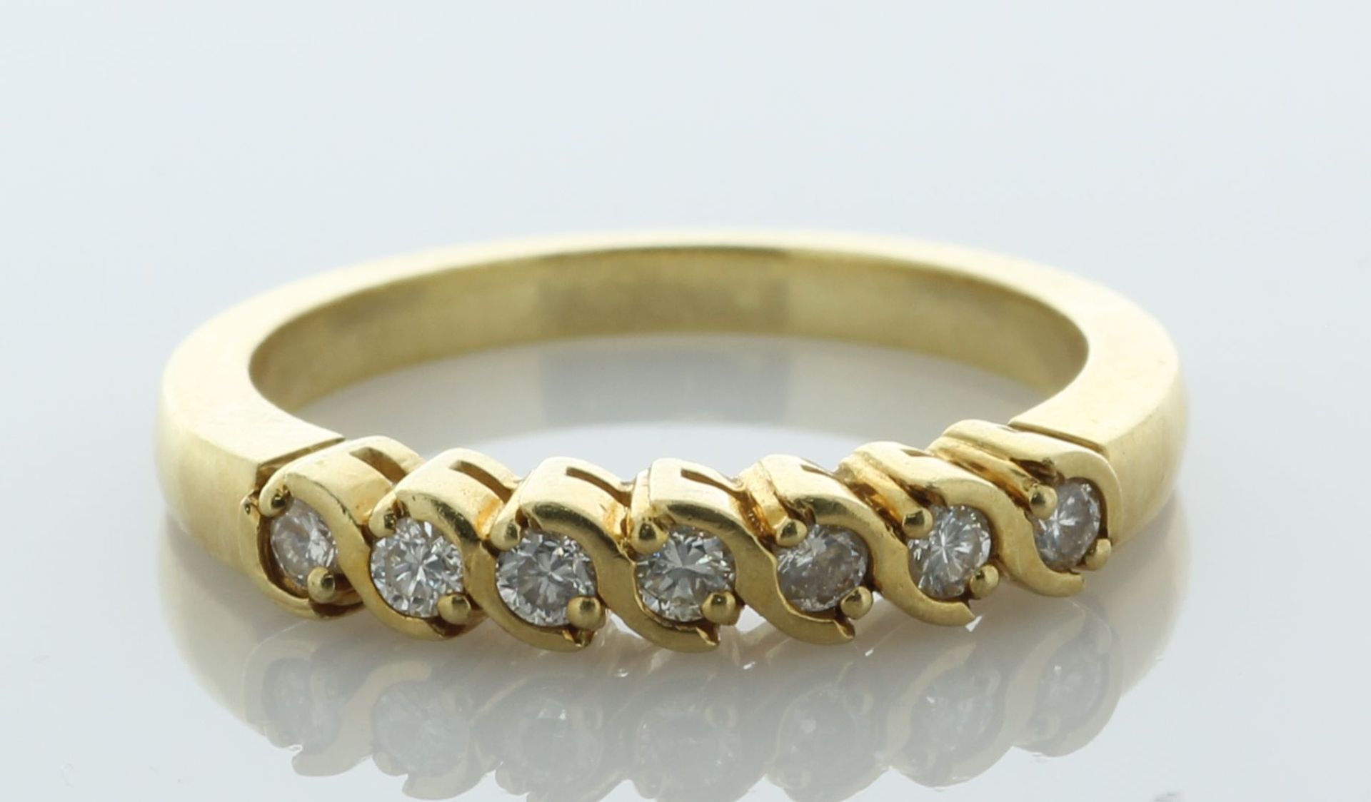 9ct Yellow Gold Semi Eternity Diamond Ring 0.50 Carats - Valued By AGI £1,815.00 - Seven round - Image 3 of 6