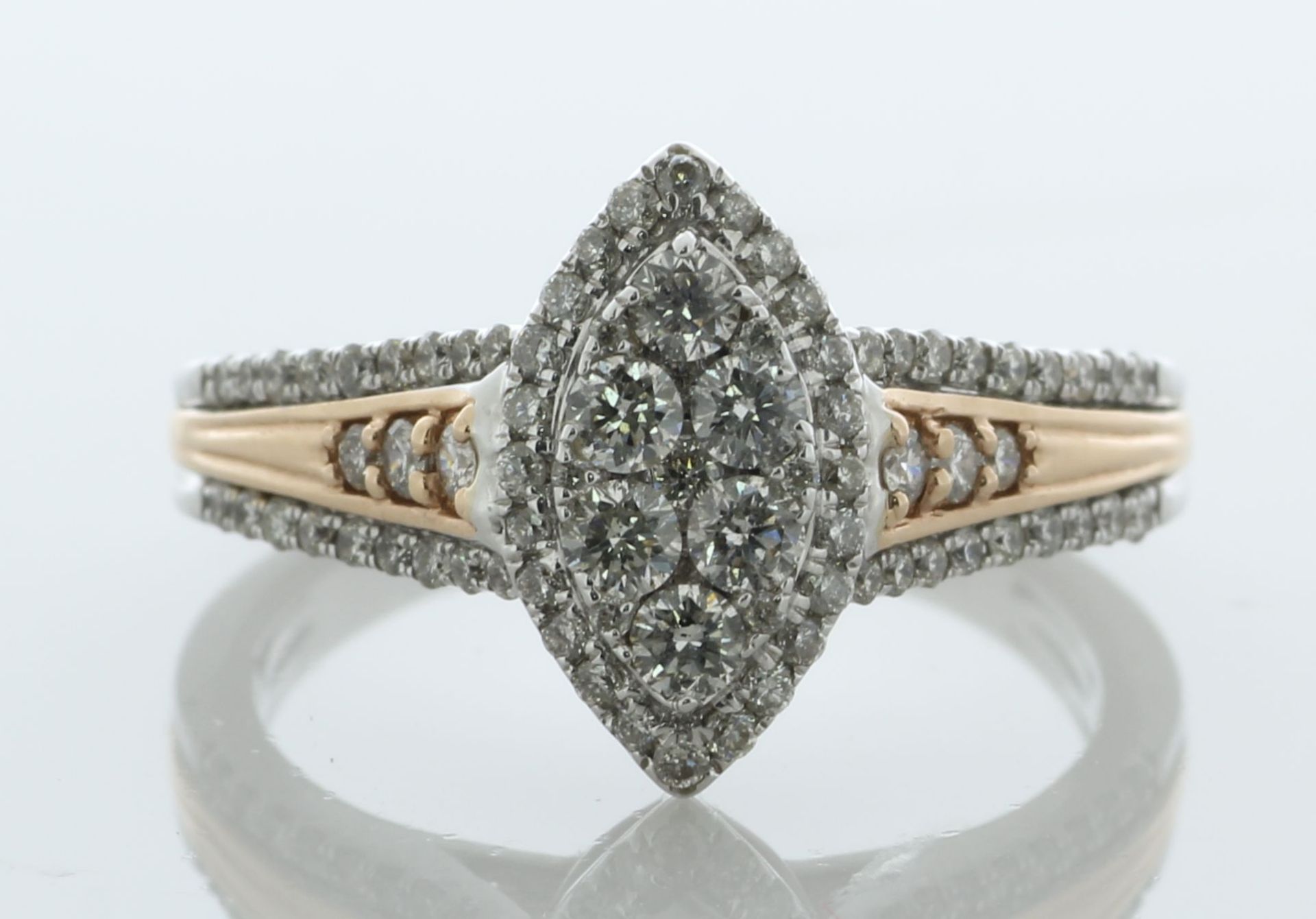 14ct Gold Diamond Cluster Ring 1.05 Carats - Valued By AGI £4,195.00 - A stunning two tone white