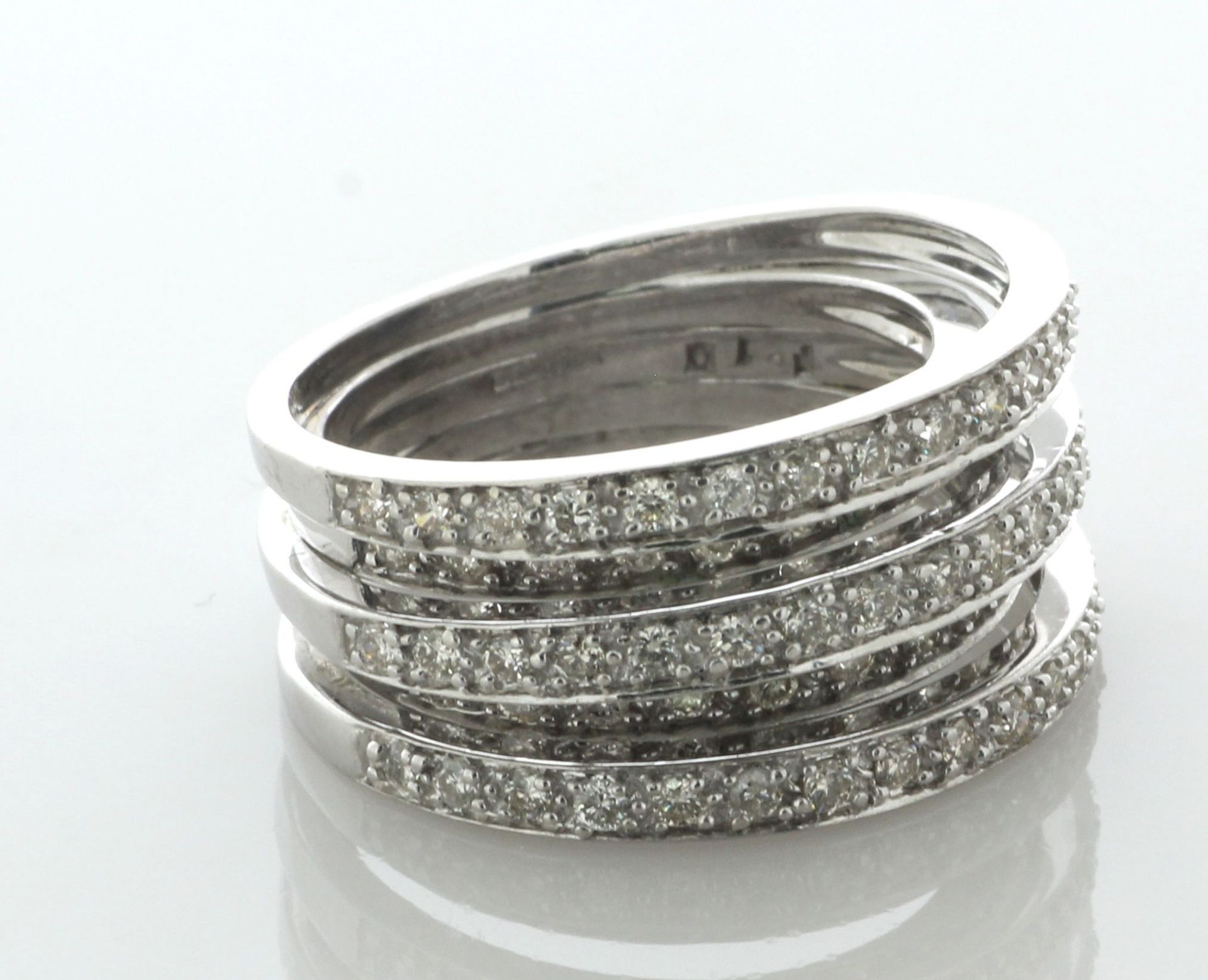 9ct White Gold Multi-Row Diamond Ring 1.10 Carats - Valued By AGI £3,265.00 - Five rows of round - Image 2 of 6