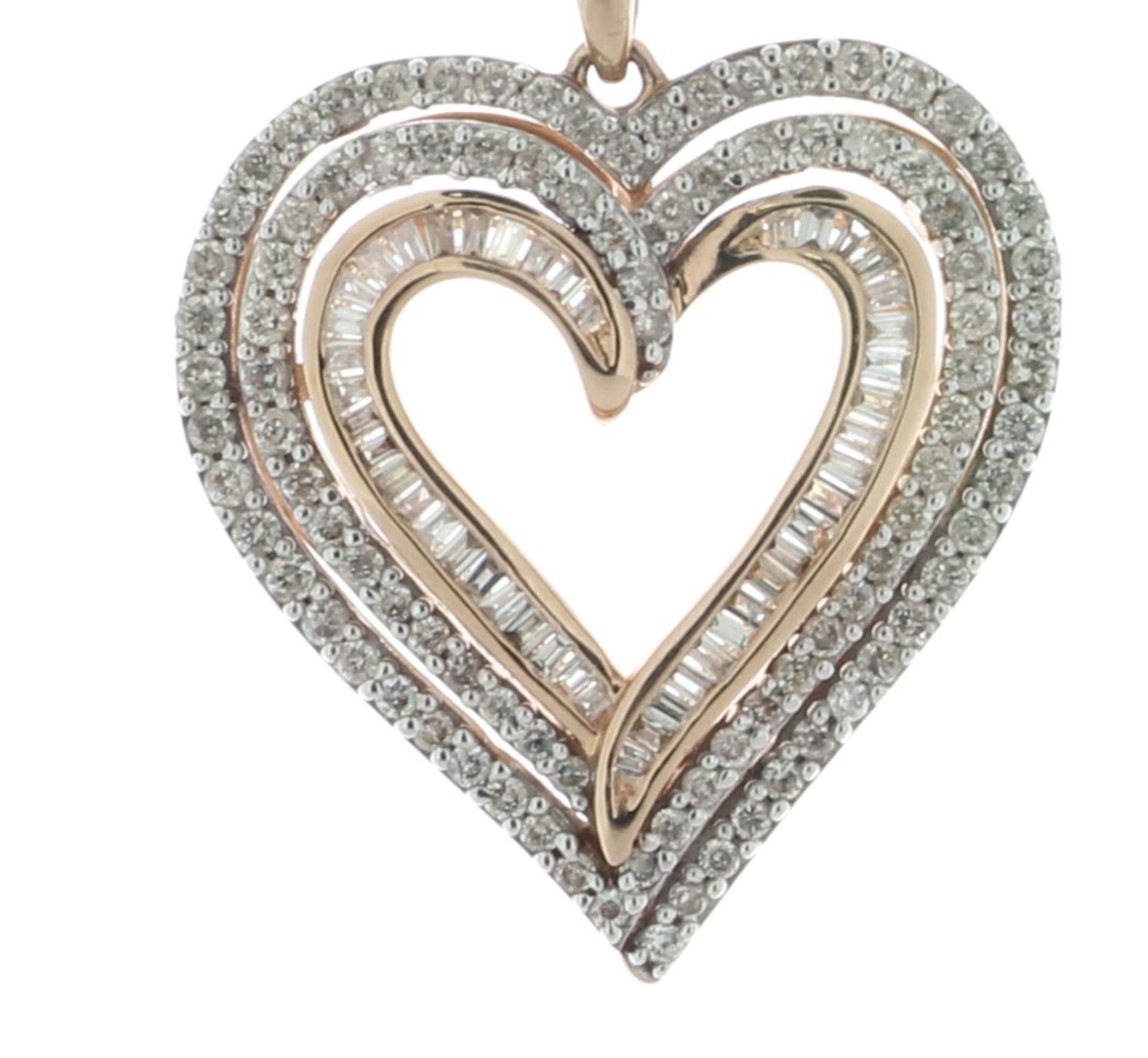 10ct Rose Gold Diamond Heart Pendant And 18" Chain 1.00 Carats - Valued By AGI £3,995.00 - A - Image 2 of 4