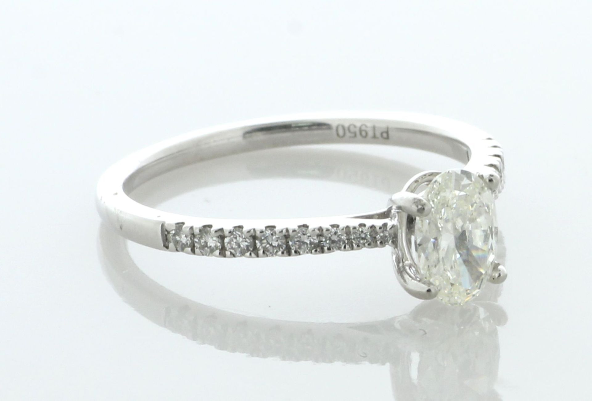 Platinum Oval Cut Shoulder Set Diamond Ring (0.75) 0.83 Carats - Valued By AGI £7,430.00 - A - Image 2 of 7