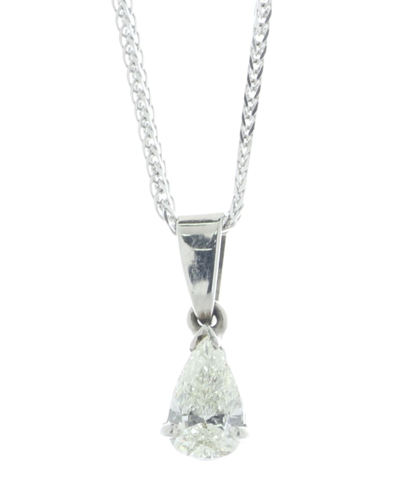 9ct White Gold Pear Shaped Diamond Pendant and 18" Chain 0.90 Carats - Valued By AGI £6,210.00 - One